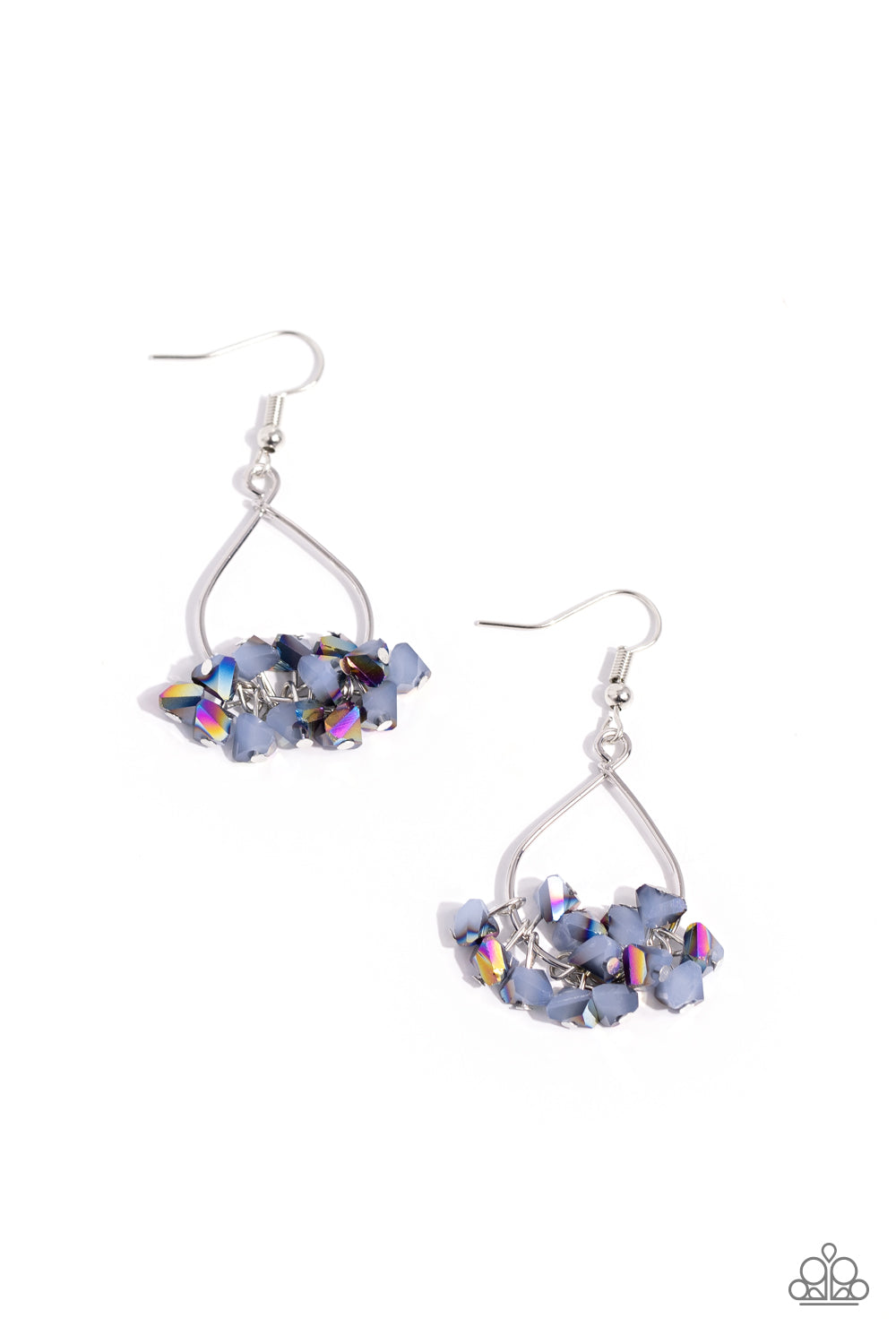 Paparazzi Accessories-Charm Of The Century Blue Oil Spill Bead Earrings