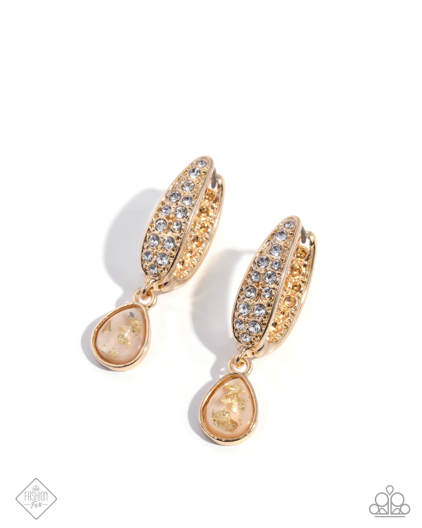Paparazzi Accessories-Cheerful Care Gold Cat's Eye Teardrop FF Earrings