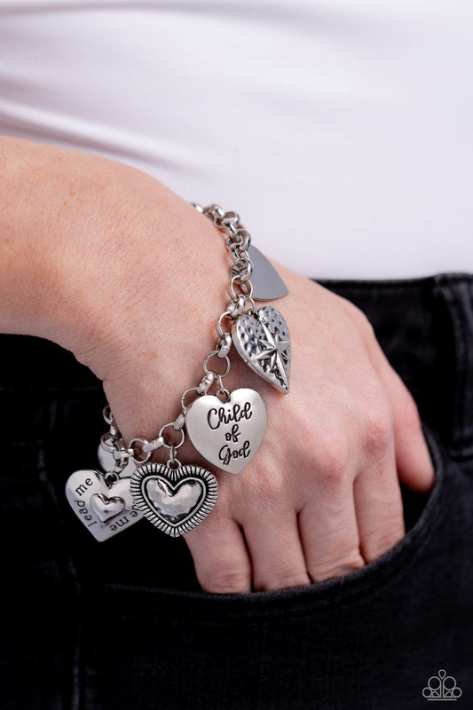 Paparazzi Accessories-Child Of God Silver Heart Inspired Charm Bracelet