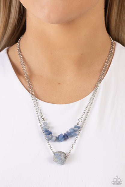 Paparazzi Accessories-Chiseled Caliber Blue Lapis Stone Necklace Set