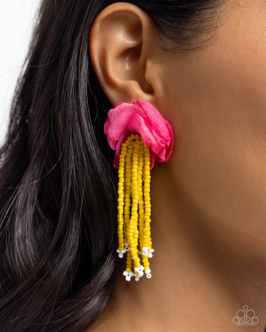 Paparazzi Accessories-Cinderella Charisma Multi Tulle Ribbon Earrings