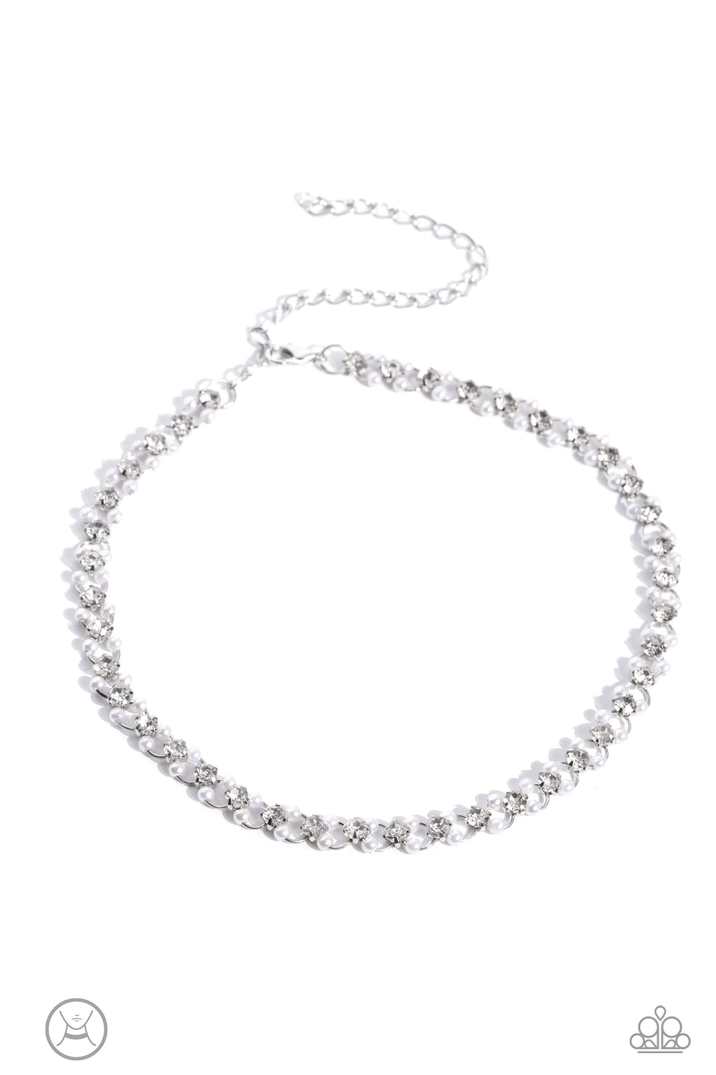 Paparazzi Accessories-Classy Couture White LOTP Dainty Pearl Choker Set