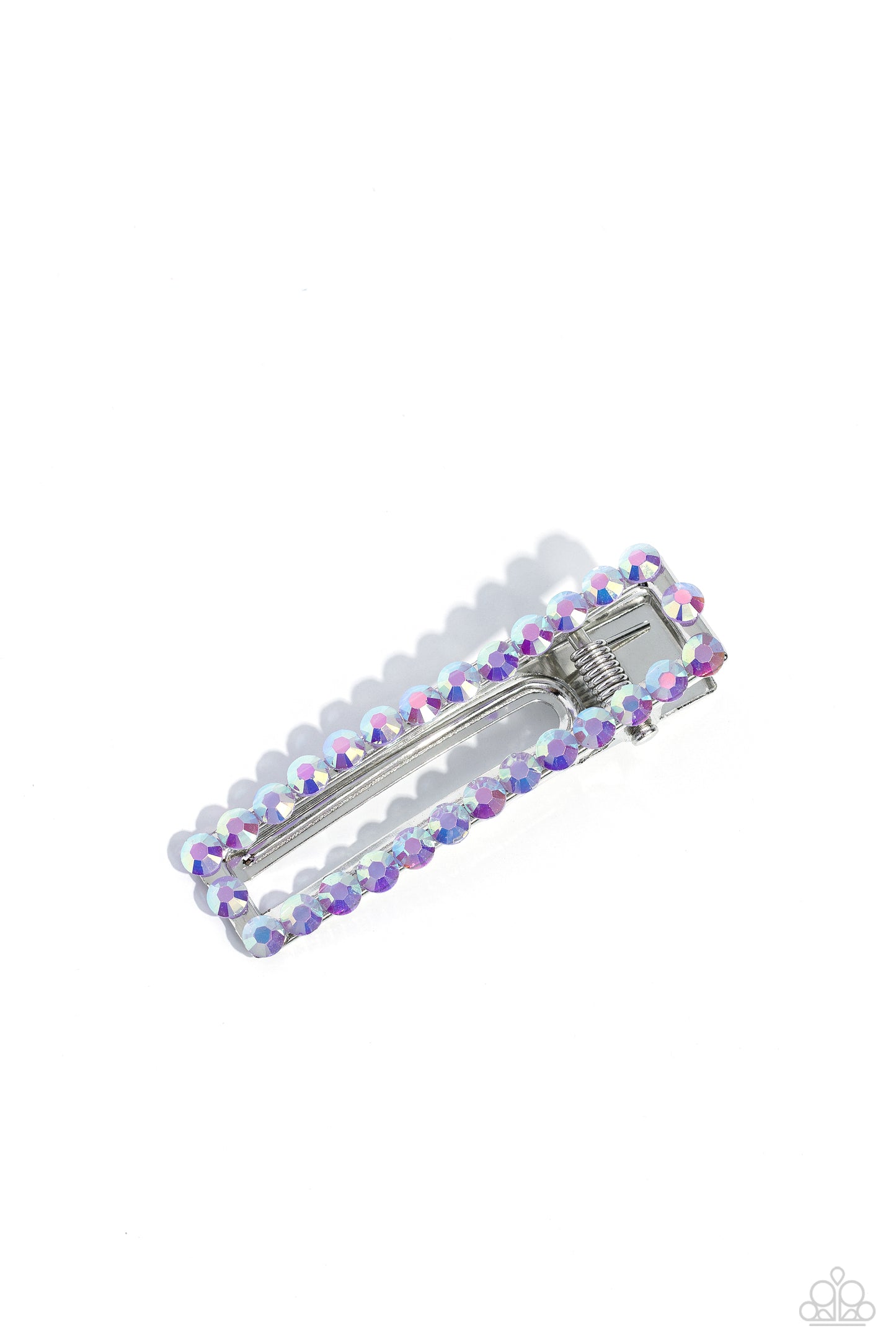 Paparazzi Accessories-Clip Clique Purple Iridescent Rhinestone Hair Clip