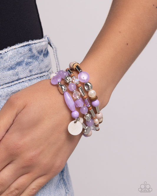 Paparazzi Accessories-Cloudy Chic Purple Mushroom Bead Bracelet