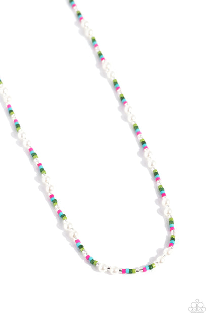 Paparazzi Accessories-Colorblock Charm Green Bead Necklace Set