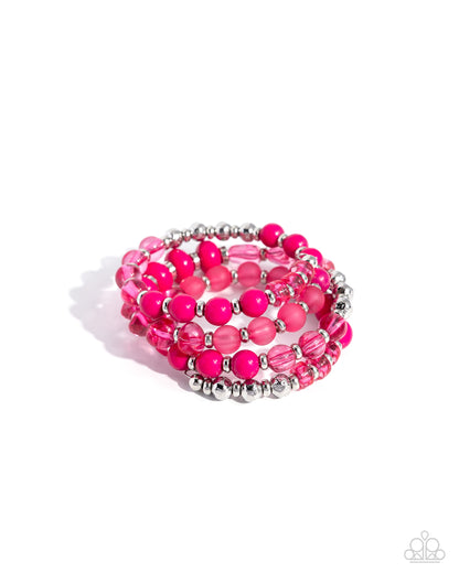 Paparazzi Accessories-Colorful Charade Pink Bubbly Acrylic Bead Bracelet