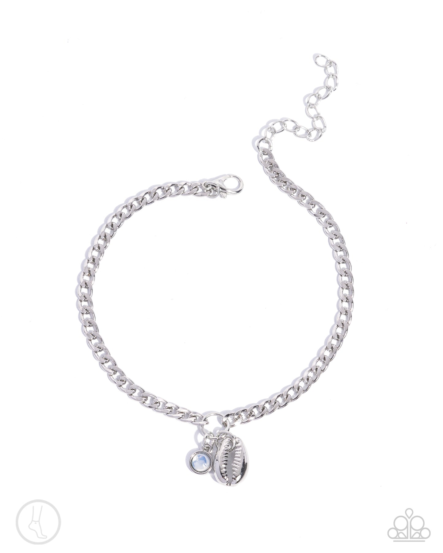 Paparazzi Accessories-Conch Comeback White Charming Silver Anklet