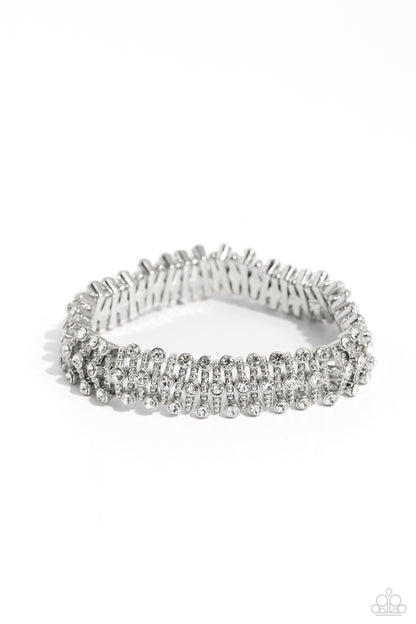 Paparazzi Accessories-Corporate Confidence White Rhinestone Bracelet