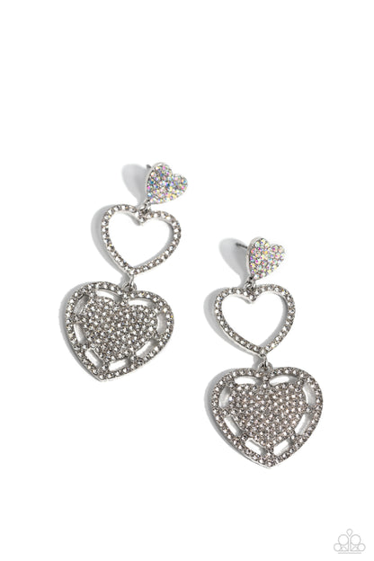 Paparazzi Accessories-Couples Celebration White Layered Heart Earrings