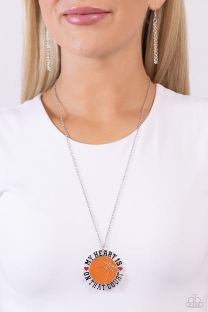 Paparazzi Accessories-Courting Courtside Orange Basketball Pendant Set