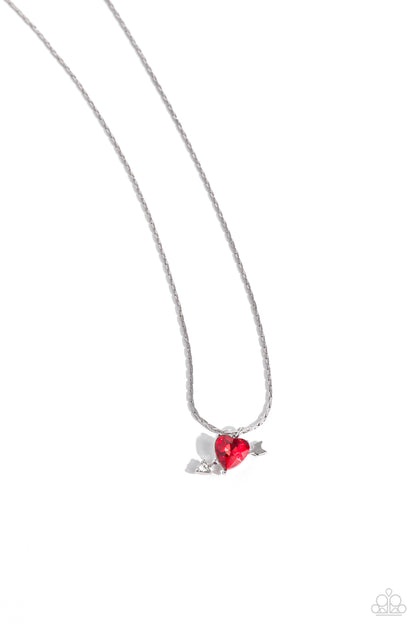Paparazzi Accessories-Courting Cupid Red Heart Charm Necklace Set