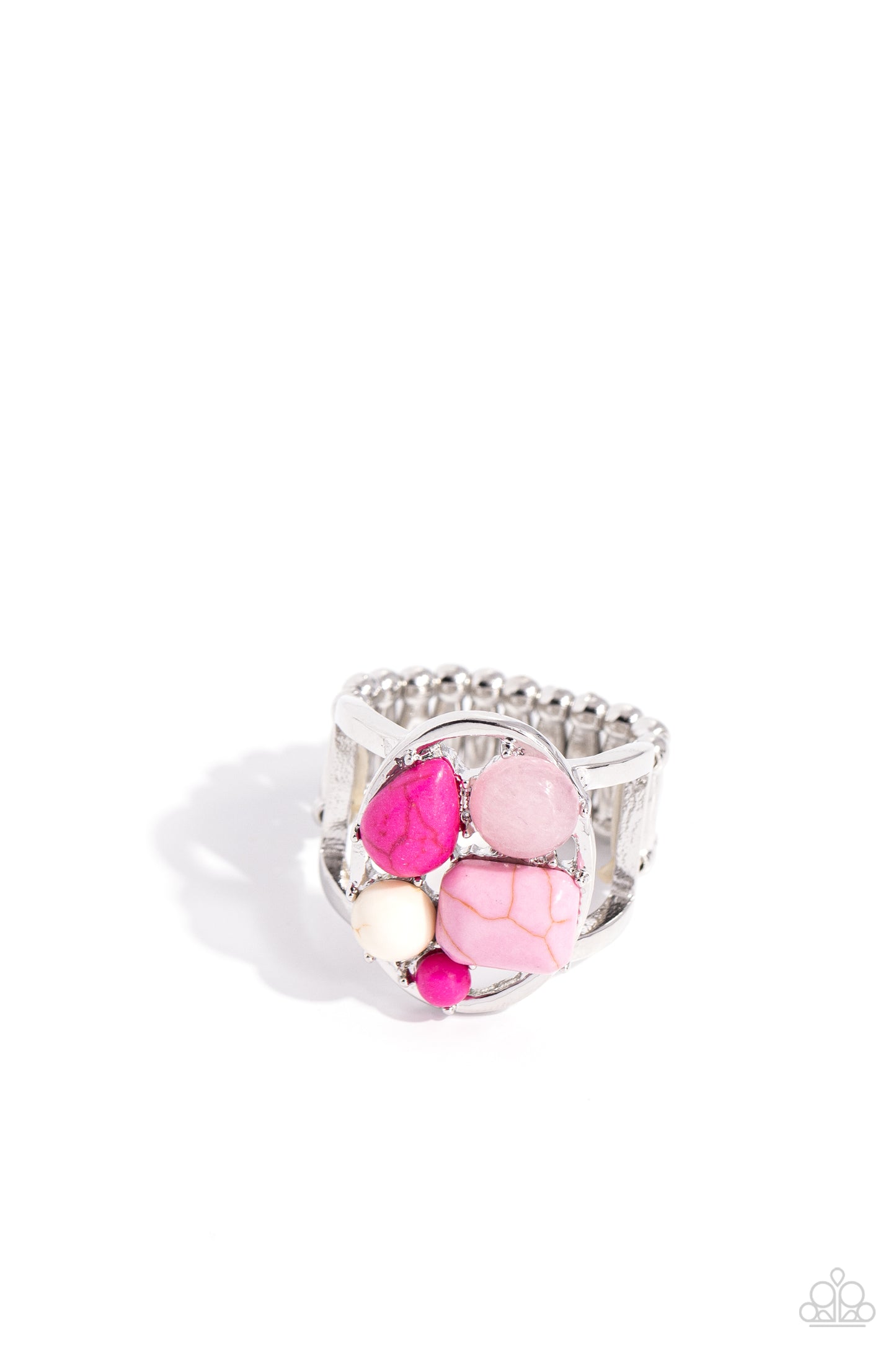 Paparazzi Accessories-Crafted Collection Pink Earthy Stone Oval Ring