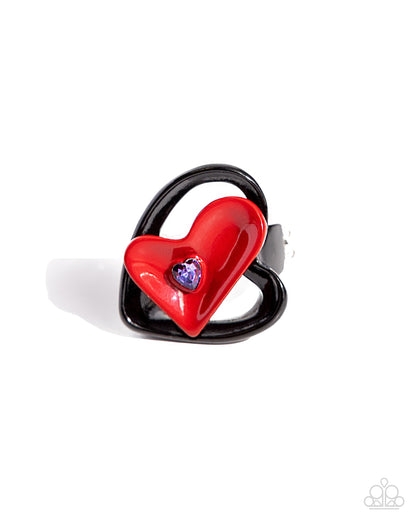 Paparazzi Accessories-Cupid Celebration Red Abstract Heart Ring