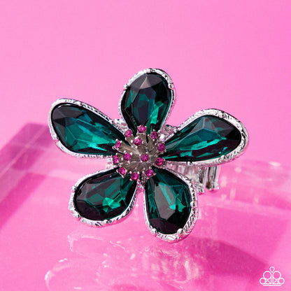 Paparazzi Accessories-Daily Drama Green Emerald Abstract Petal Ring