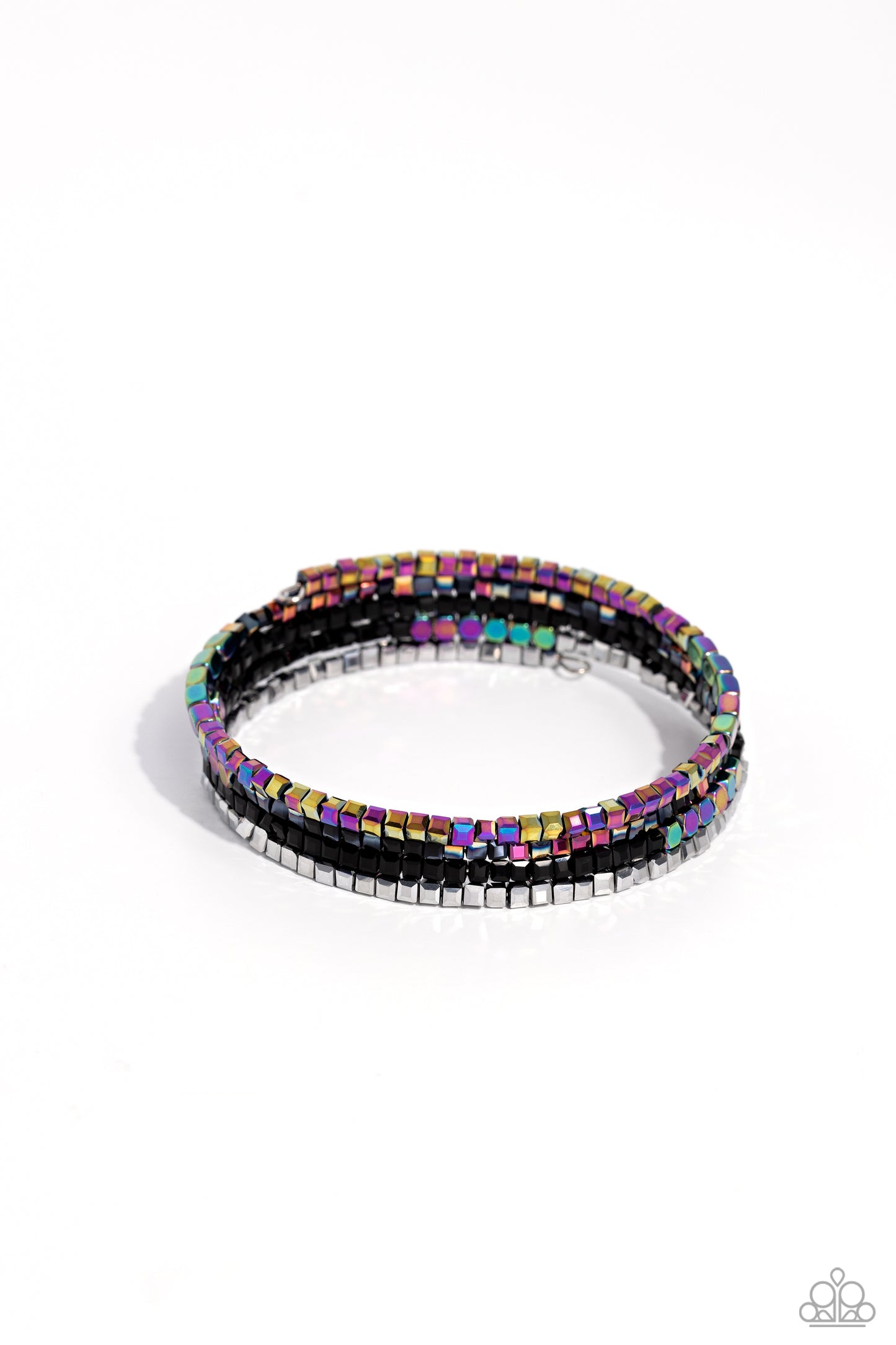 Paparazzi Accessories-Dainty Dancer Black Metallic Oil Spill Bracelet