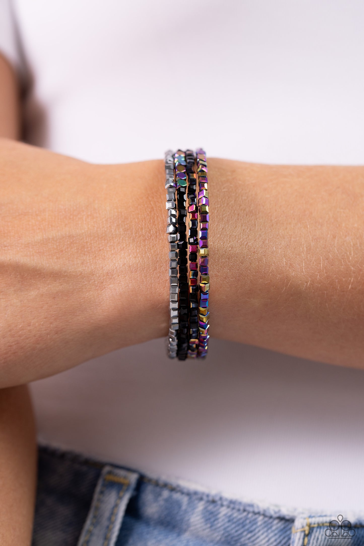 Paparazzi Accessories-Dainty Dancer Black Metallic Oil Spill Bracelet