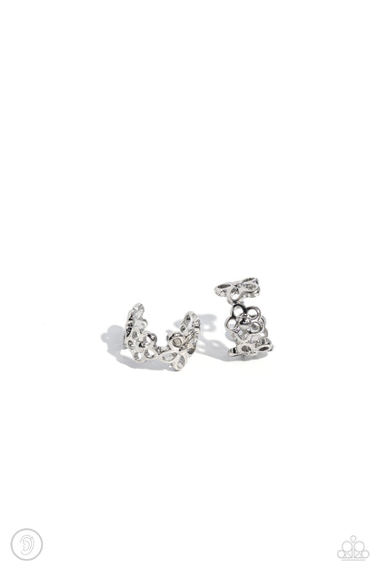 Paparazzi Accessories-Daisy Debut Silver Floral Ear Cuff Earrings