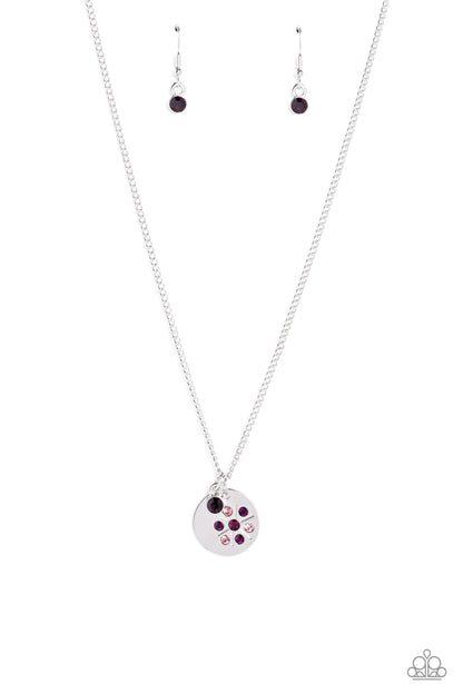 Paparazzi Accessories-Dandelion Delights Purple Rhinestone Necklace Set