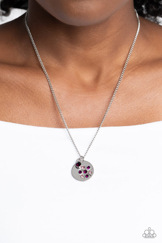 Paparazzi Accessories-Dandelion Delights Purple Rhinestone Necklace Set