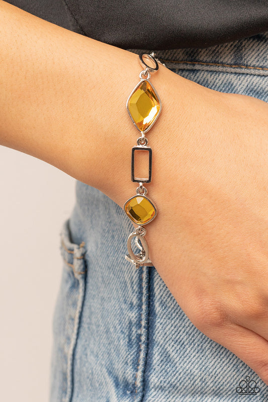 Paparazzi Accessories-Dazzle For Days Yellow Glittery Gem Bracelet