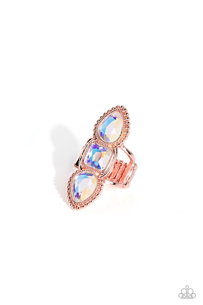 Paparazzi Accessories-Dazzling Direction Copper Iridescent Stacked Ring