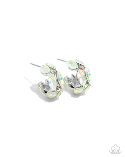 Paparazzi Accessories-Dazzling Destiny Green Marquise Hoop Earrings