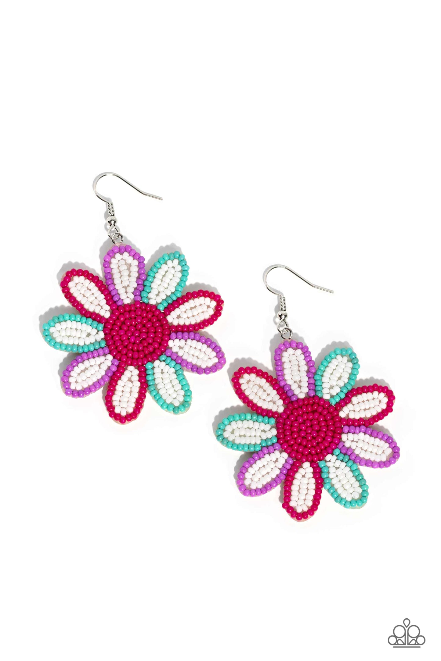 Paparazzi Accessories-Decorated Daisies White Seed Bead Petal Earrings