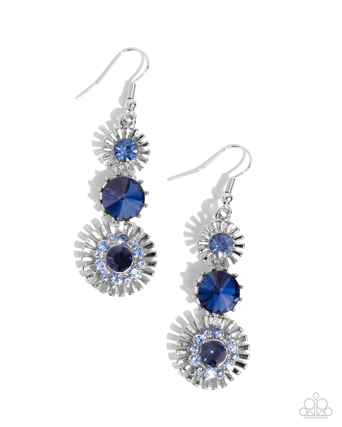 Paparazzi Accessories-Dedicated Dalliance Blue Dazzling Earrings