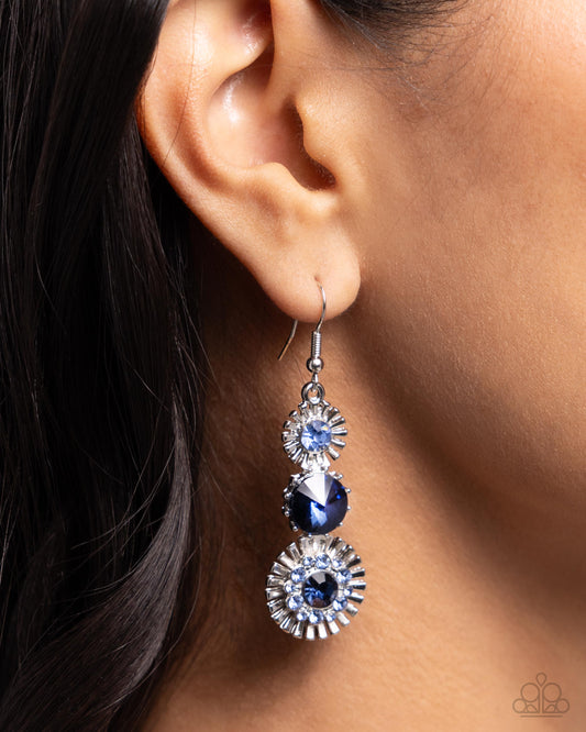 Paparazzi Accessories-Dedicated Dalliance Blue Dazzling Earrings