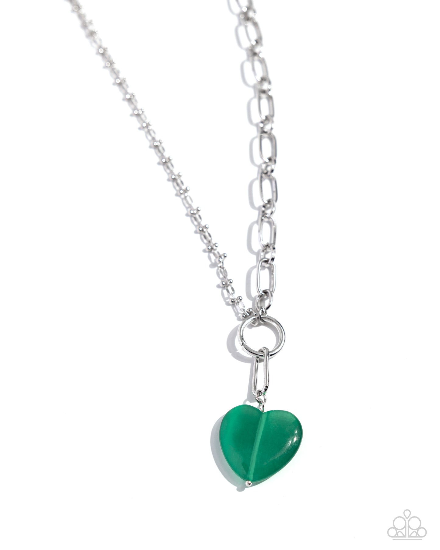 Paparazzi Accessories-Definition Of HEART Green Paperclip Necklace Set