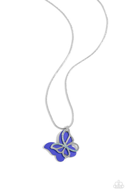 Paparazzi Accessories-Detailed Dance Blue Butterfly Necklace Set