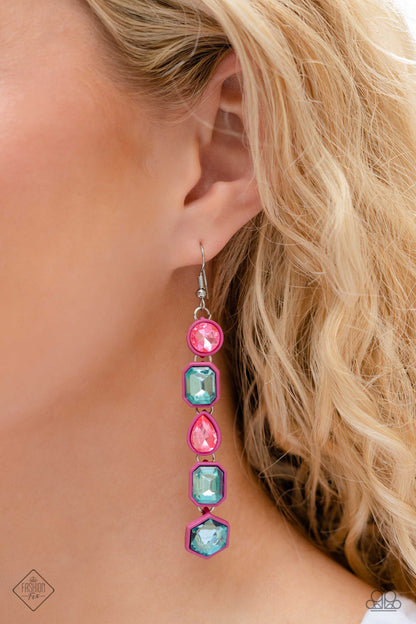 Paparazzi Accessories-Developing Dignity Pink July 2023 FF Earrings