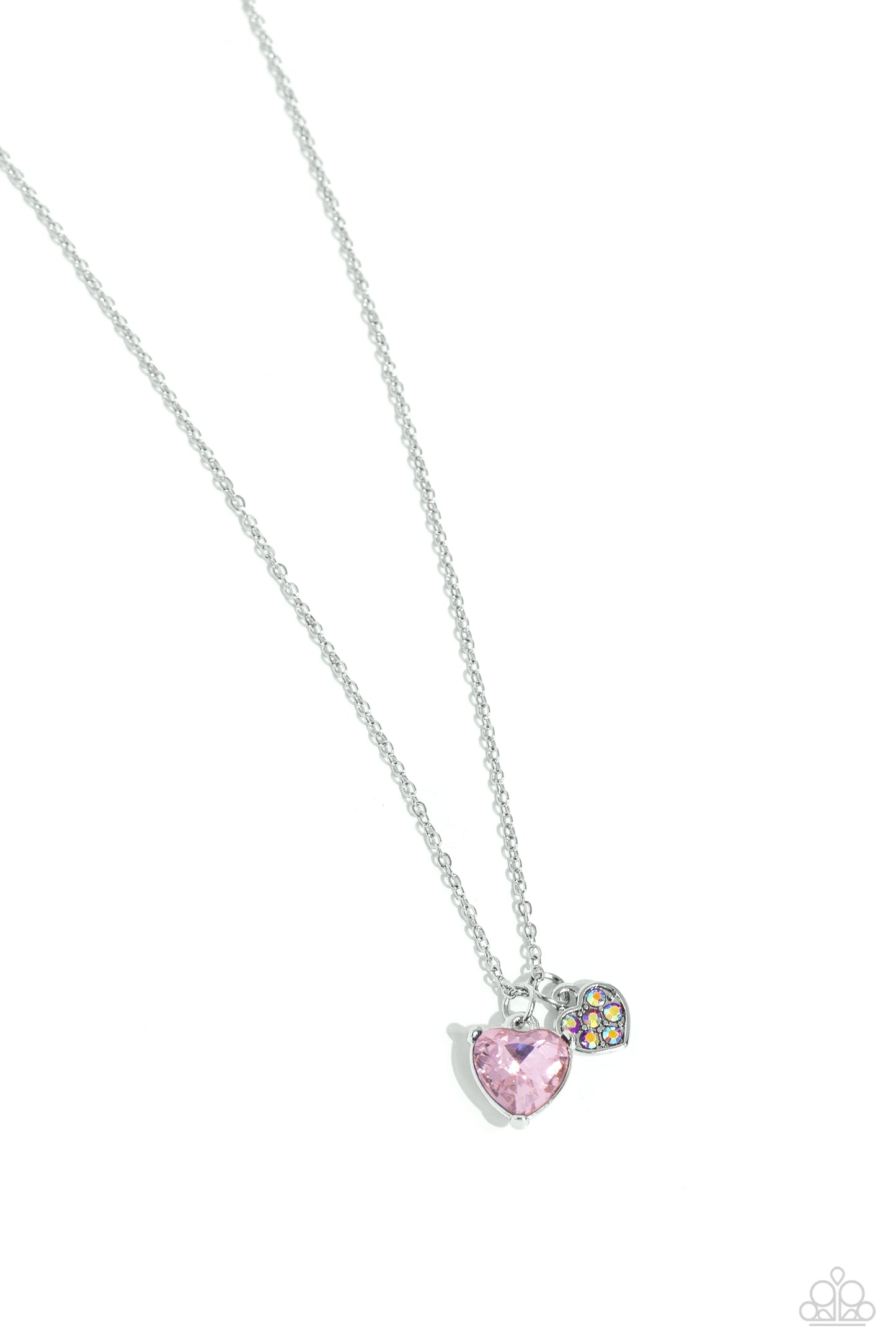 Paparazzi Accessories-Devoted Delicacy Pink Dainty Heart Necklace Set