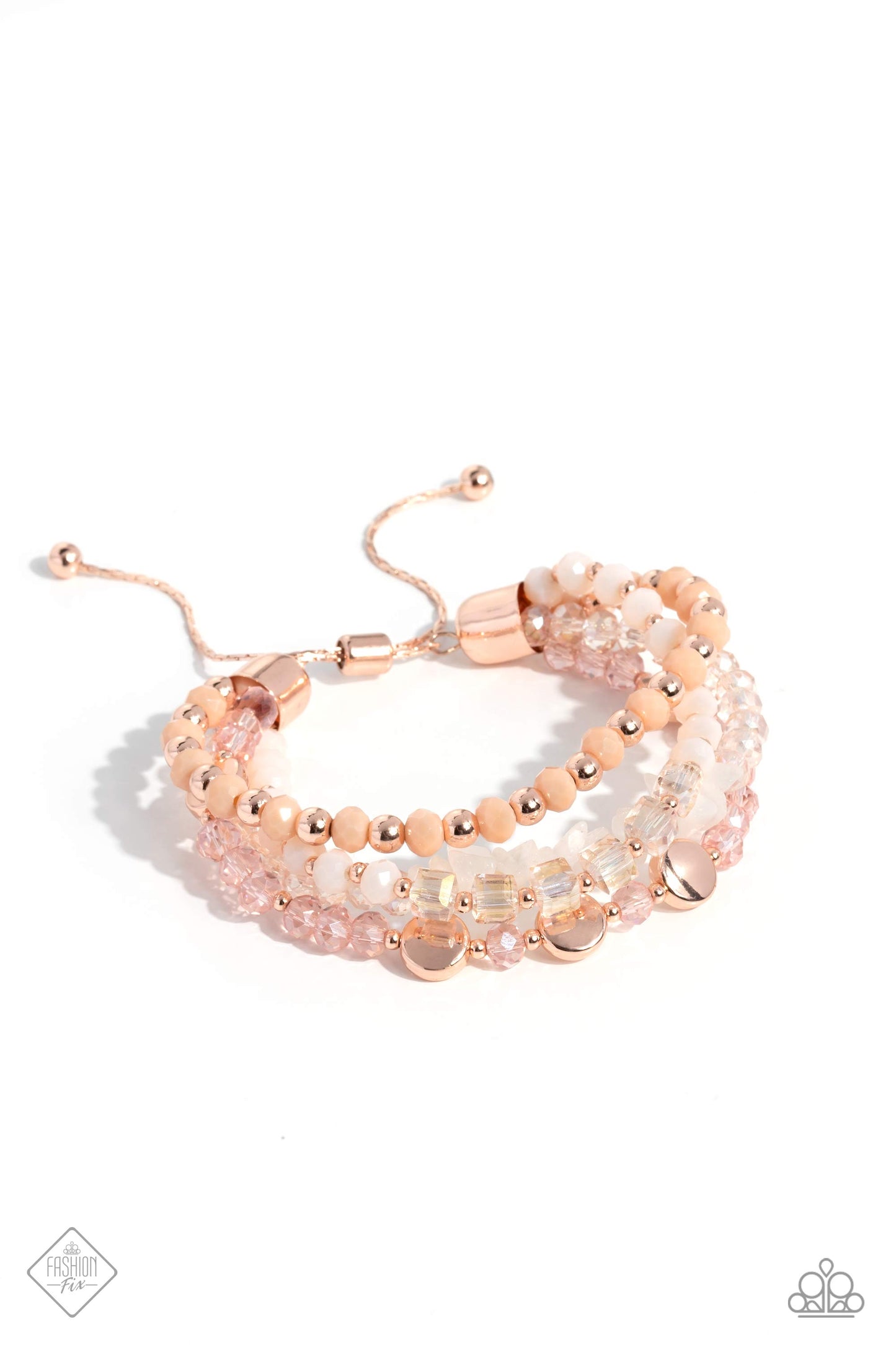 Paparazzi Accessories-Dewy Delight Rose Gold Glassy June 2023 FF Bracelet