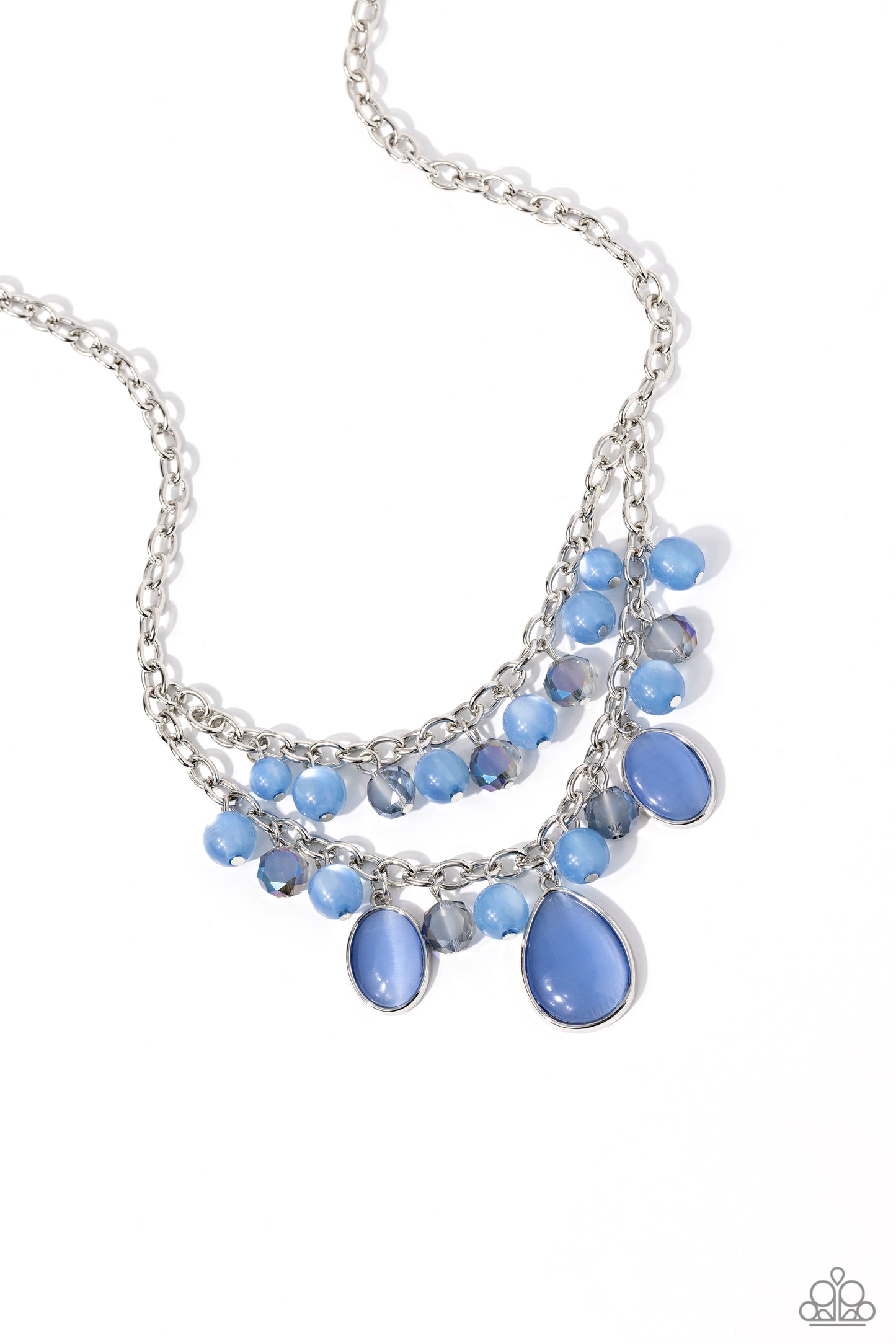 Paparazzi Accessories-Dewy Disposition Blue Cat's Eye Stone Necklace Set