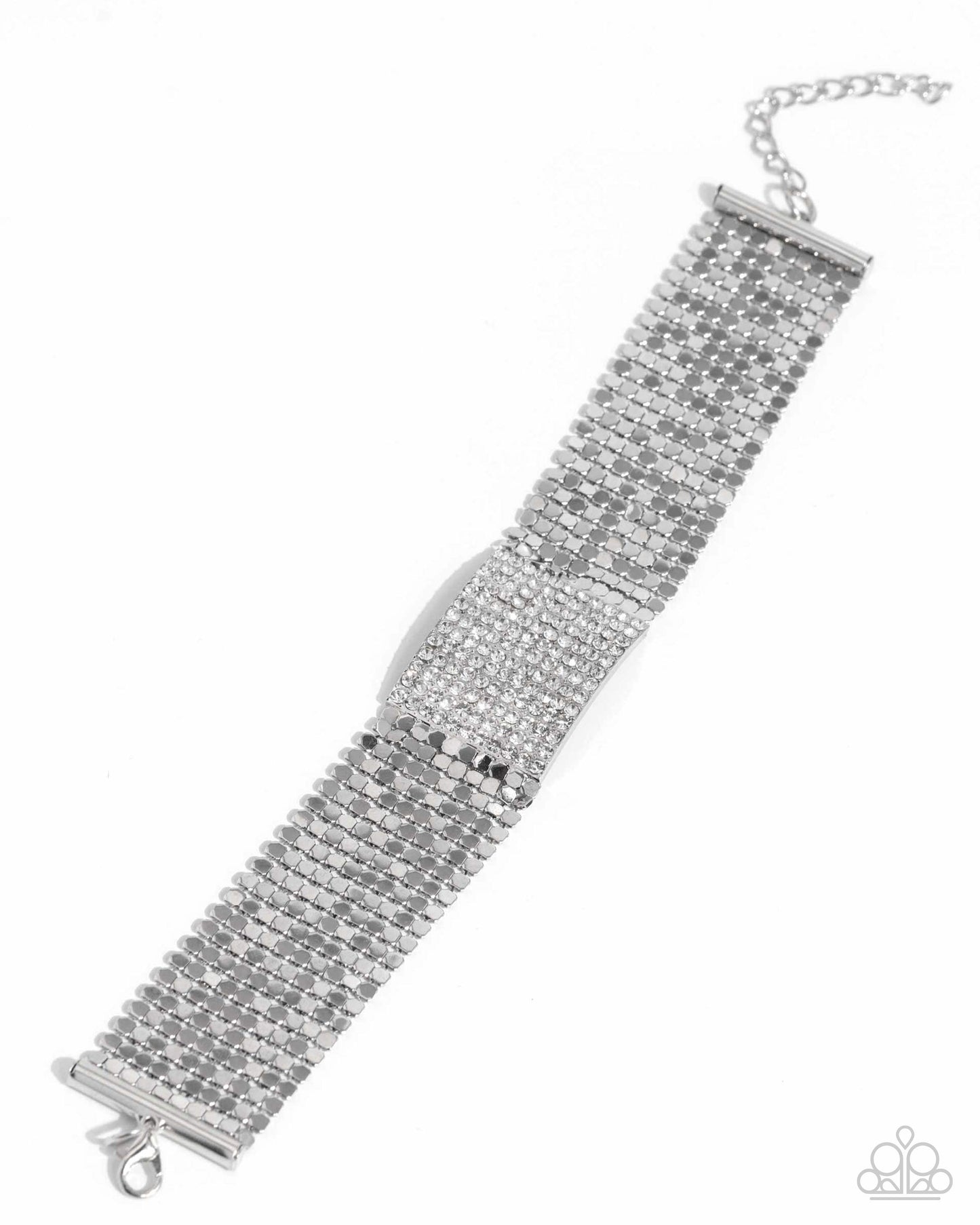 Paparazzi Accessories-Disco Dame White Rhinestone  LOTP Bracelet