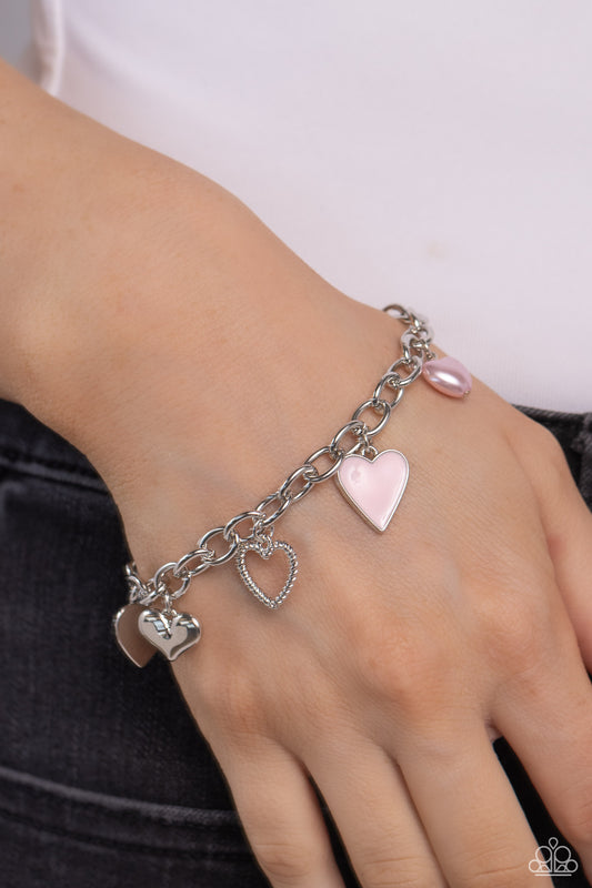 Paparazzi Accessories-Diverse Dalliance Pink Heart Silhouette Bracelet