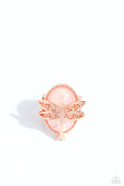 Paparazzi Accessories-Dragonfly Dazzle Copper Oval Opalescent Ring