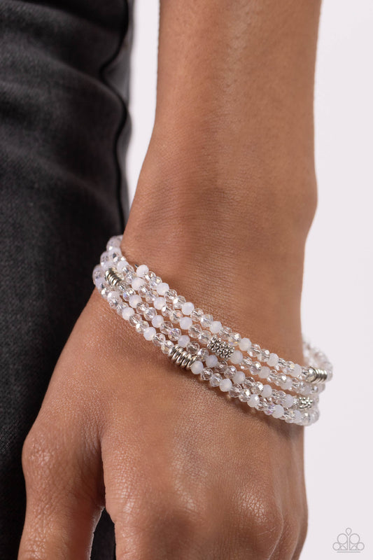 Paparazzi Accessories-Dreamy Debut White Infinity Bead Bracelet