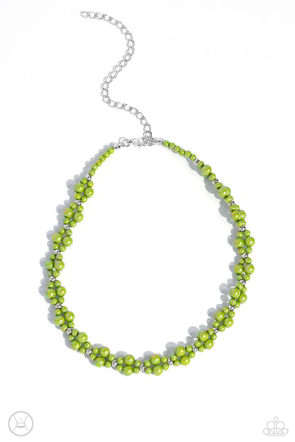 Paparazzi Accessories-Dreamy Duchess Green Iridescent Pearl Choker Set