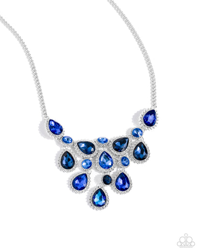 Paparazzi Accessories-Dripping In Dazzle Blue Cluster Necklace Setvf