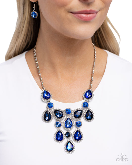 Paparazzi Accessories-Dripping In Dazzle Blue Cluster Necklace Setvf