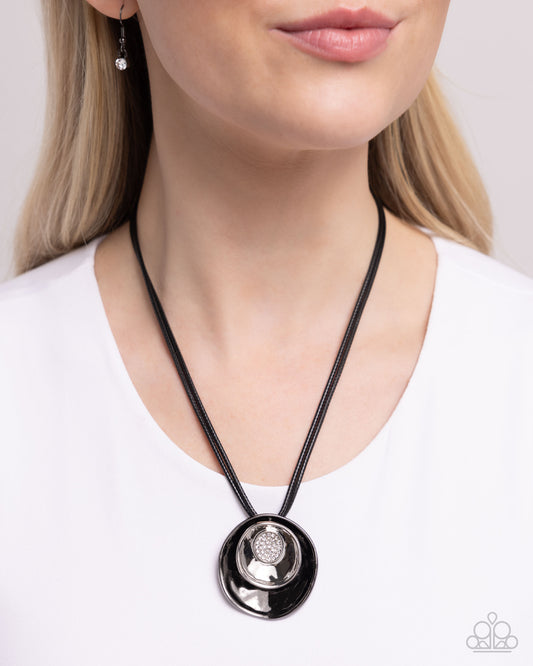 Paparazzi Accessories-Duchess Disc Black Luminescence Necklace Set