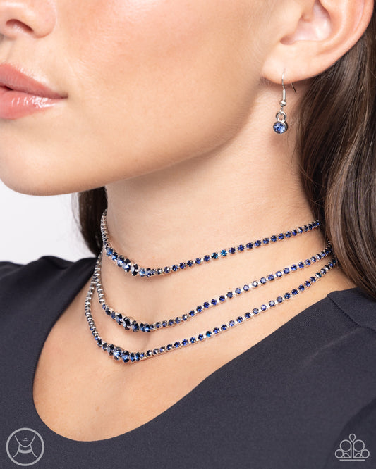 Paparazzi Accessories-Dynamite Debut Blue Trio Rhinestone Choker Set