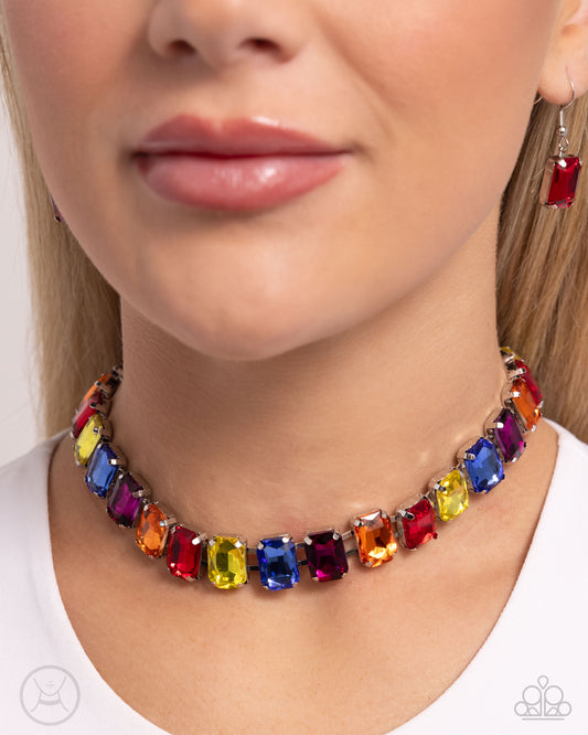 Paparazzi Accessories-Ecstatic Emeralds Multicolored Gems Choker Set