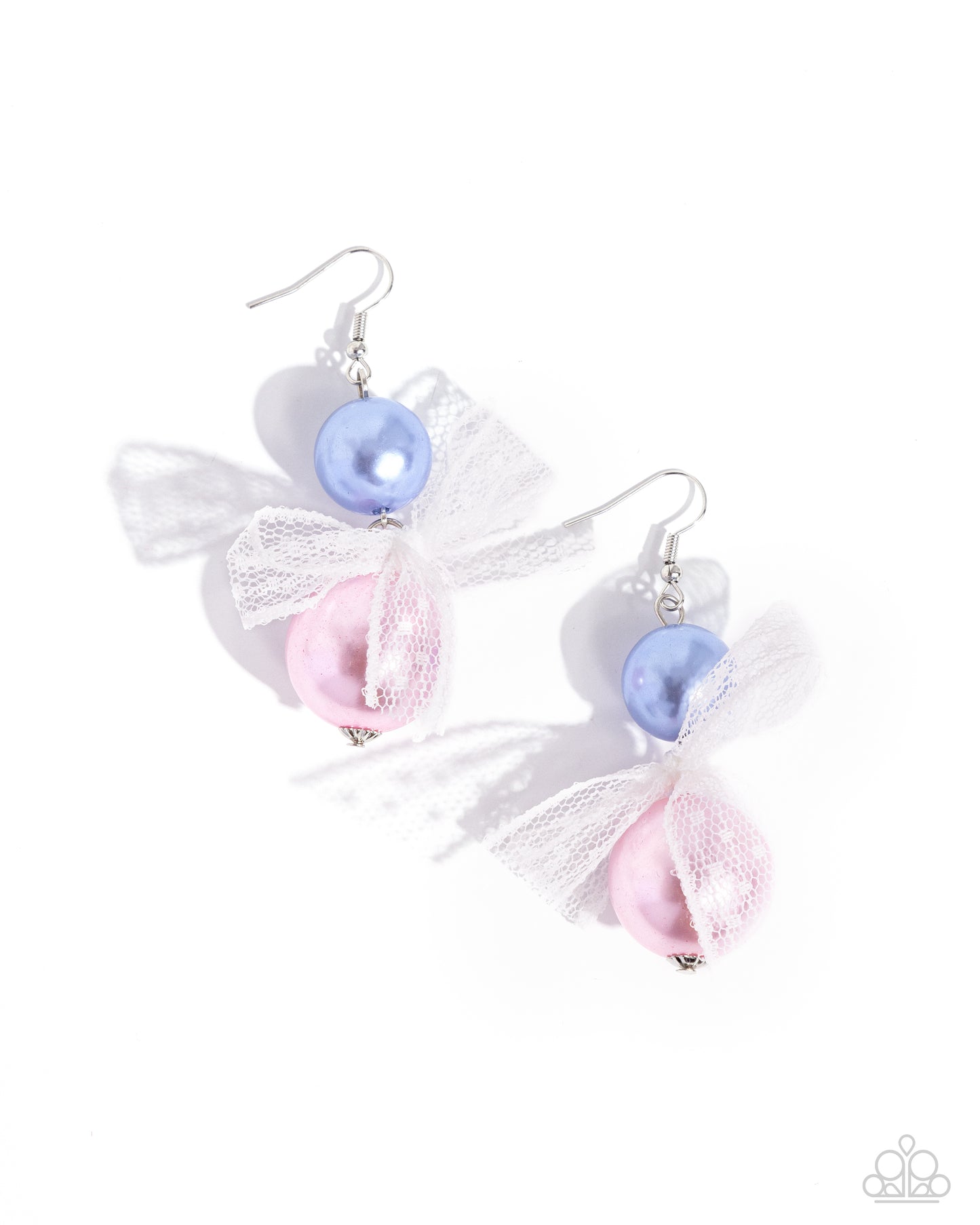 Paparazzi Accessories-Elegance Ease Multi Pearl Chiffon Ribbon Earrings