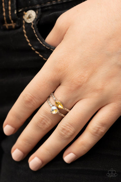 Paparazzi Accessories-Embraceable Elegance Yellow Rhinestone Ring