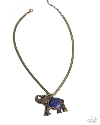 Paparazzi Accessories-Empathetic Elephant Brass Herringbone Pendant