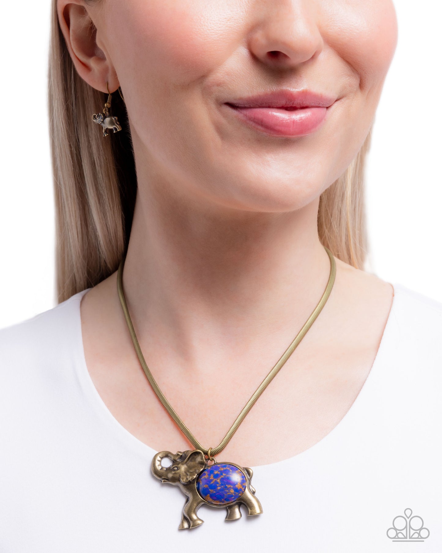 Paparazzi Accessories-Empathetic Elephant Brass Herringbone Pendant