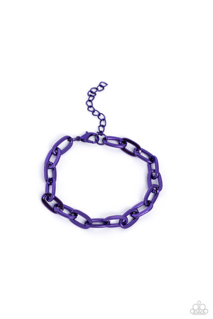 Paparazzi Accessories-Energetic Encore Purple Link Urban Bracelet